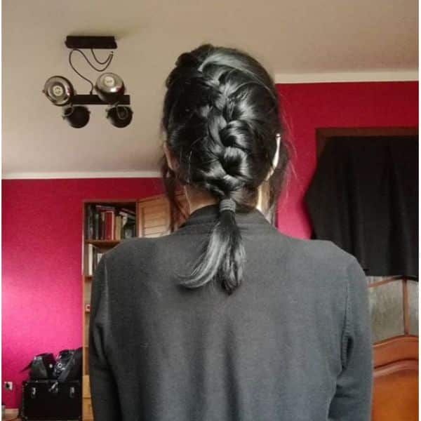 Single French Braid Updo