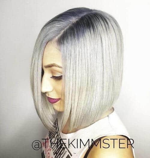 Smokey Platinum Blue Hair with Shadow Roots