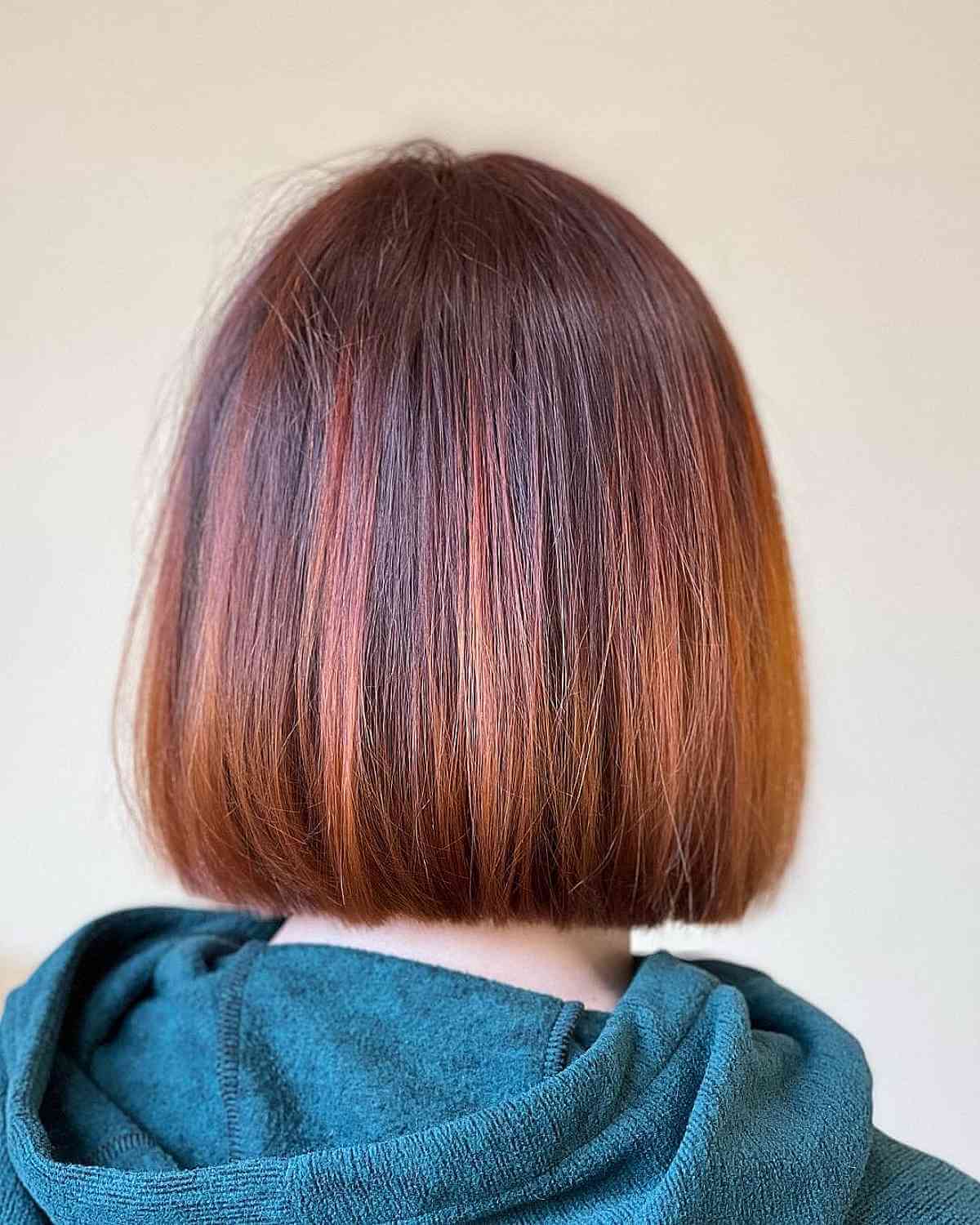 Soft Auburn Tone on Short-Length Hair