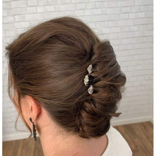 Soft French Twist Bridal Updo for Medium Hair