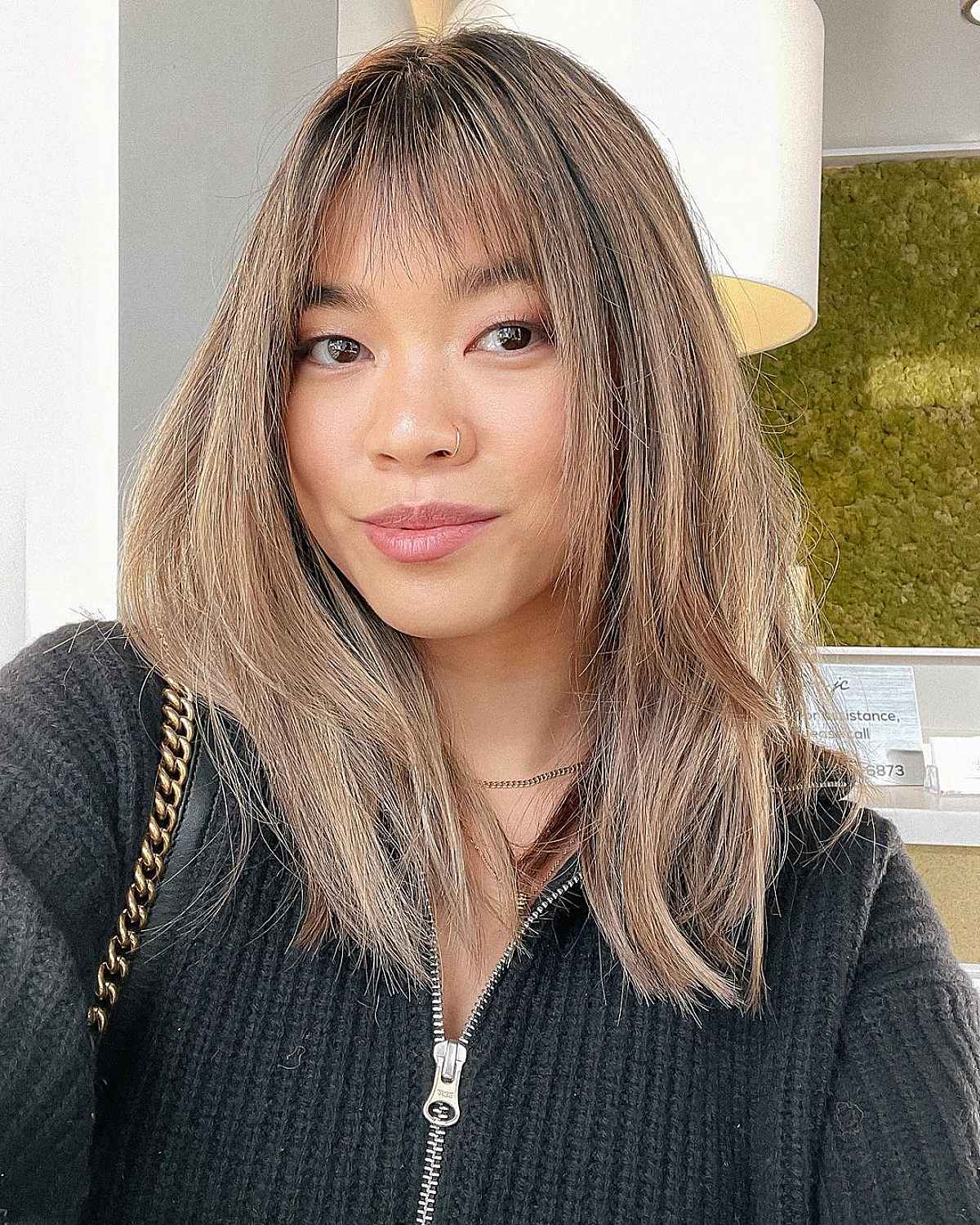 Straight Layered Cut with Thin Bangs