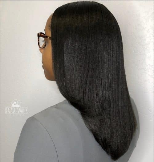 Straight V-Cut for Black Women with Long Straight Hair