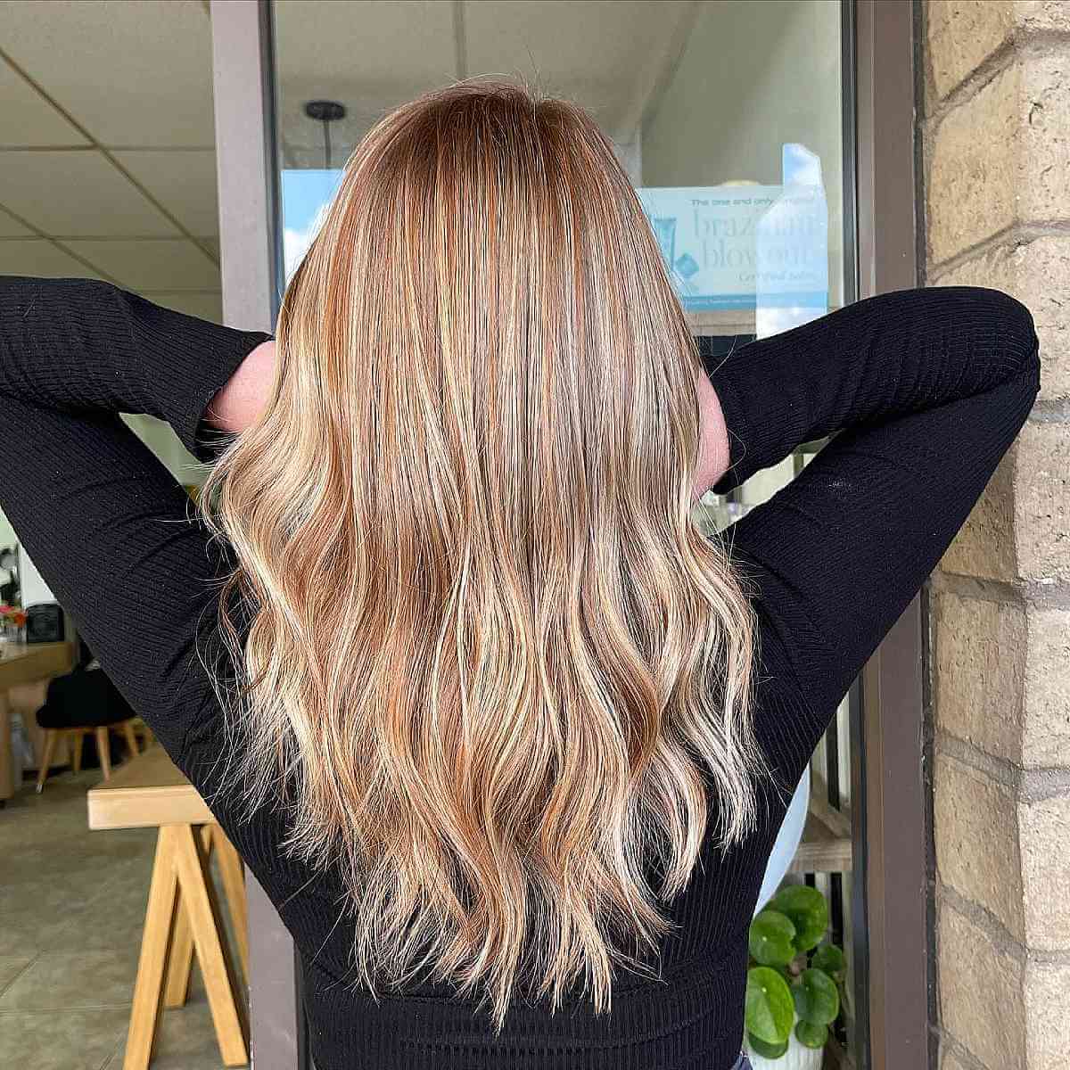 Strawberry Balayage Highlights on Dirty Blonde Hair