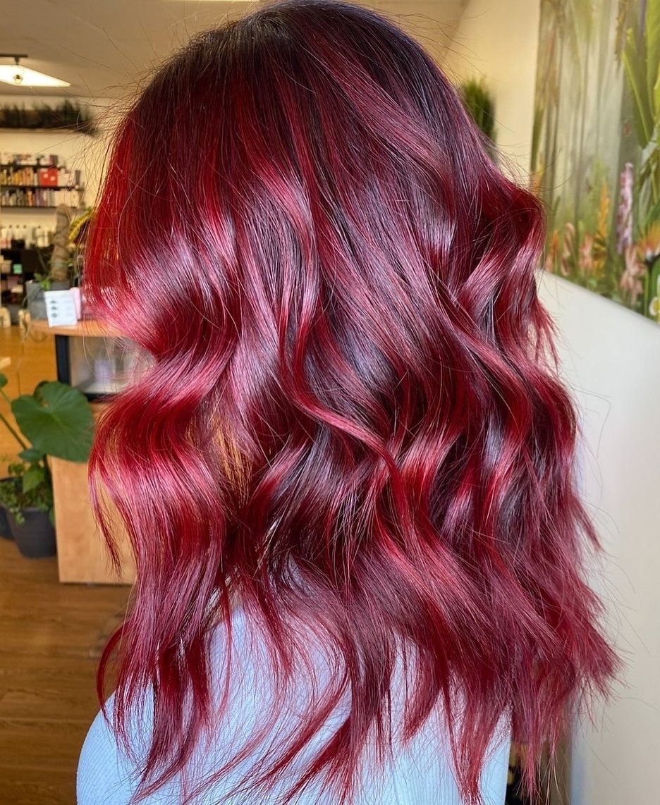 Striking Magenta Balayage Hair