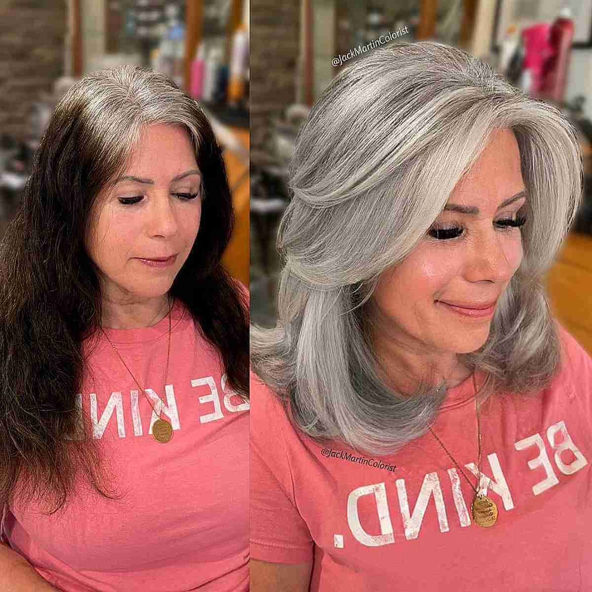 Stunning Mid-Length Natural Grey Hair with Layers