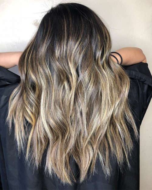 Stylish Dirty Blonde on Black Hair Ombre Hairstyle