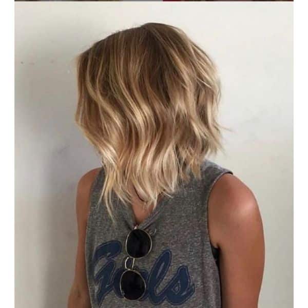  Sunkissed Blonde Wavy Bob Hairstyle