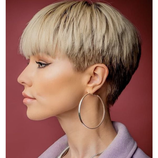 Super Straight Blonde Pixie Haircut