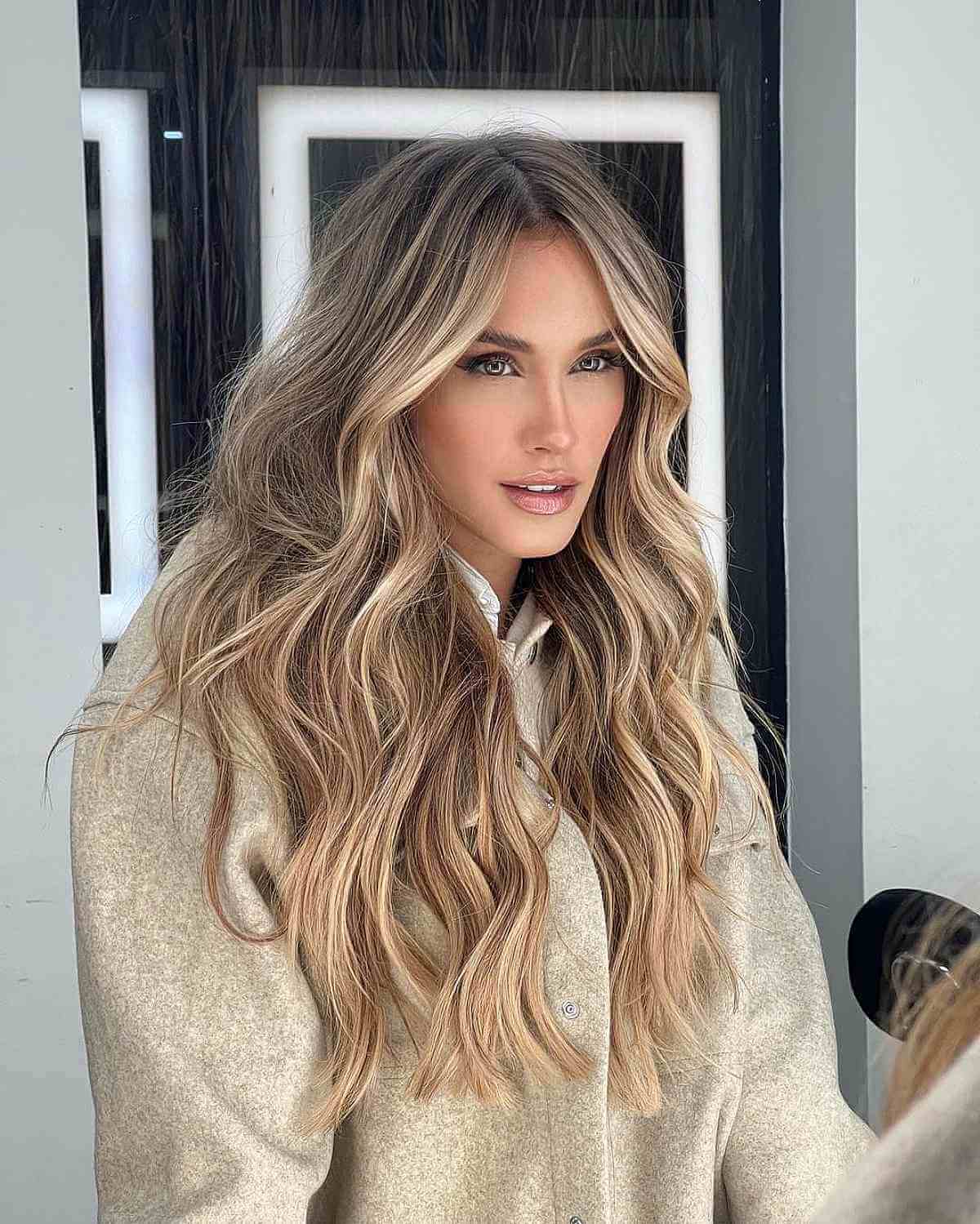 Surfer-Girl Light Brown Hair with Blonde Balayage