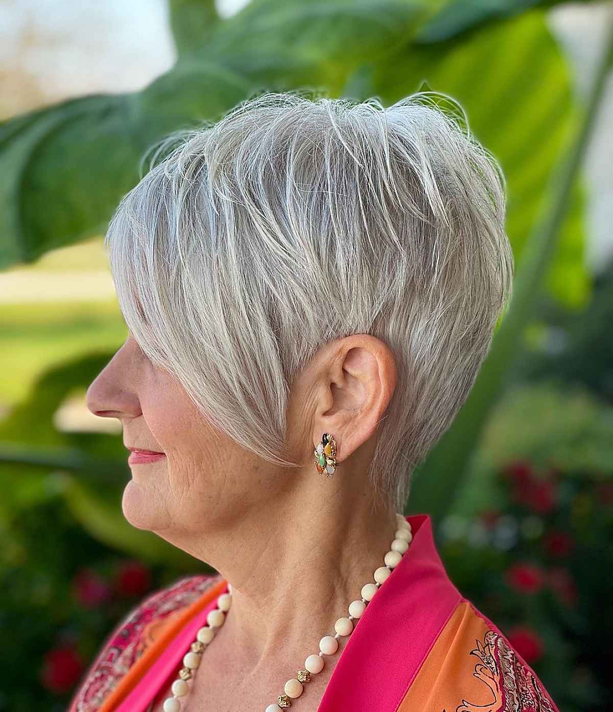 tapered long pixie with bangs