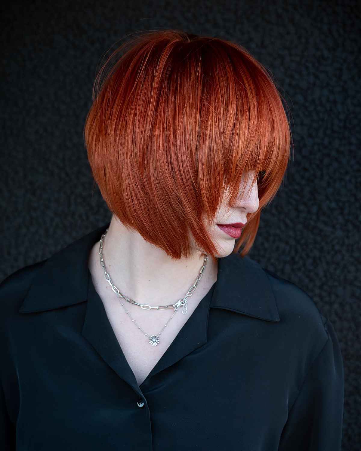 textured and layered feathered bob