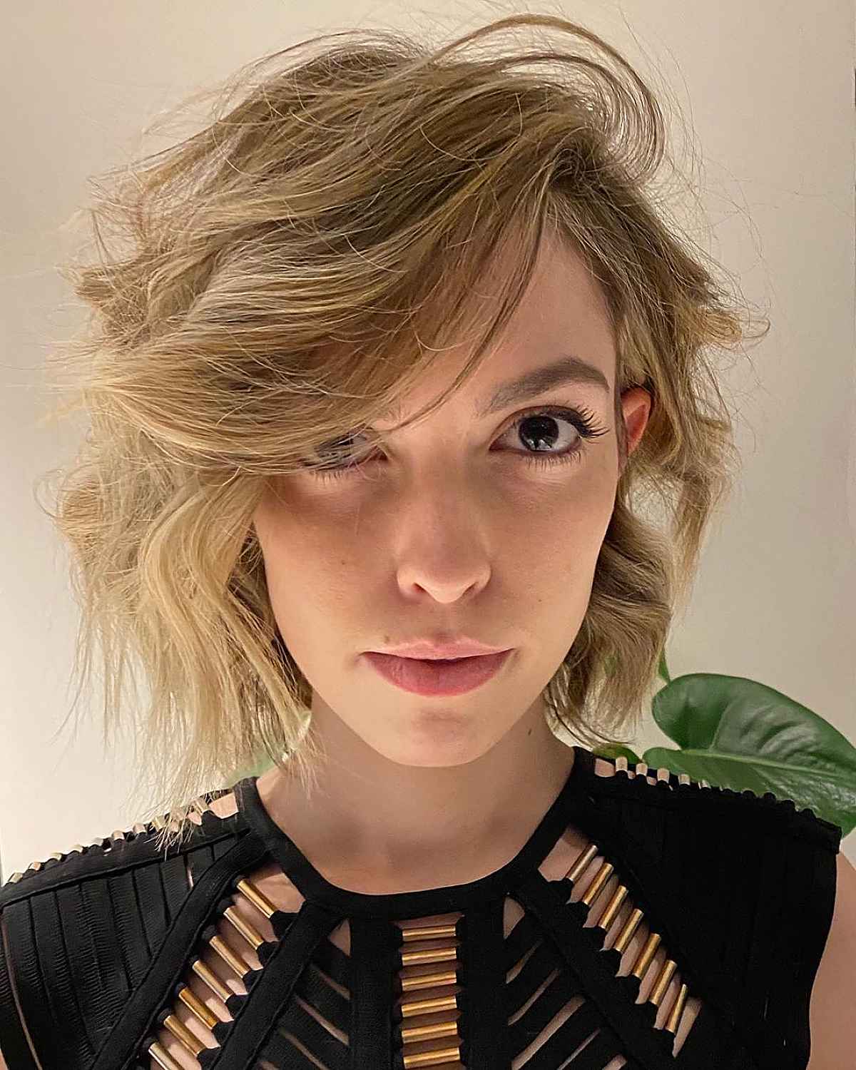 Textured Cut with Bangs to One Side