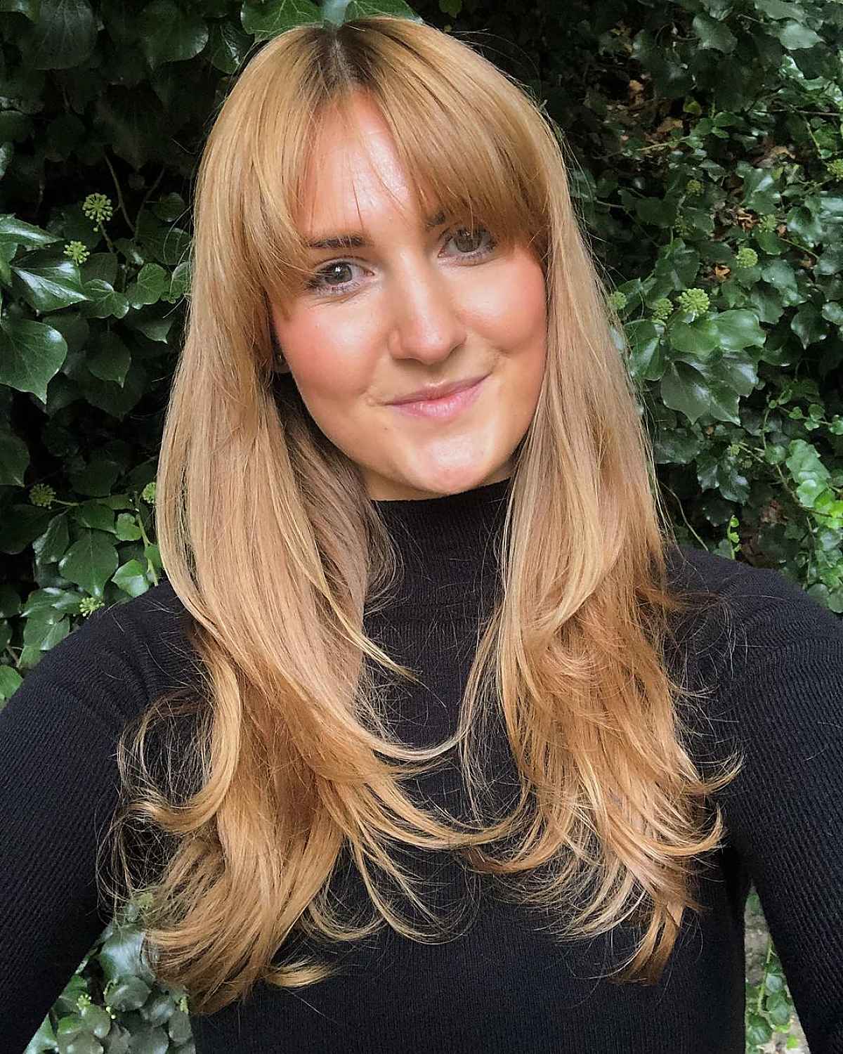 Textured Layers with Middle-Parted Bangs