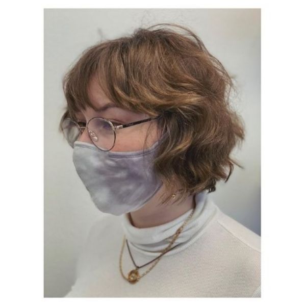 Textured Natural Curly Bob With Shaggy Bangs