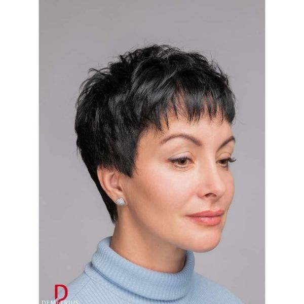 Textured Pixie Hairstyle with Straight Bangs Hairstyle