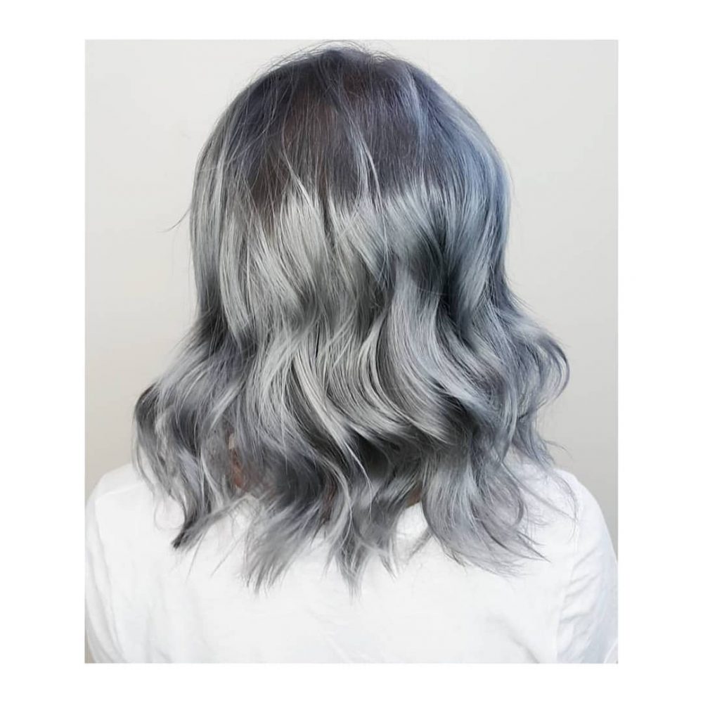 The cutest steel grey hair color with waves