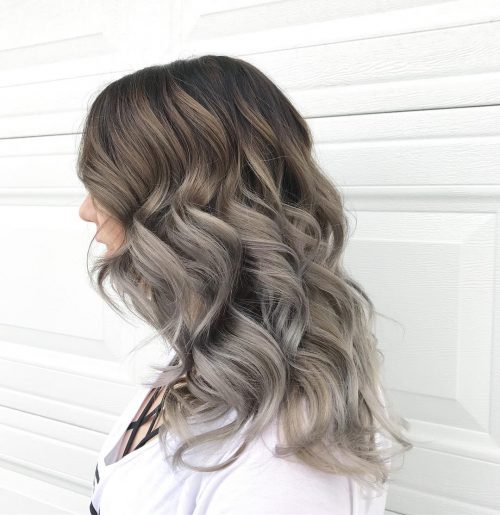 Toffee Brown to Grey ombré for Long Hair
