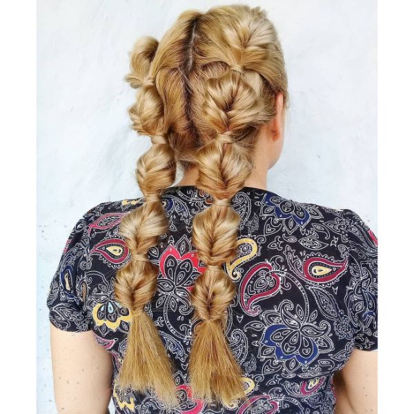 Topsy Turvy Tail Braids for Long Blonde Hair