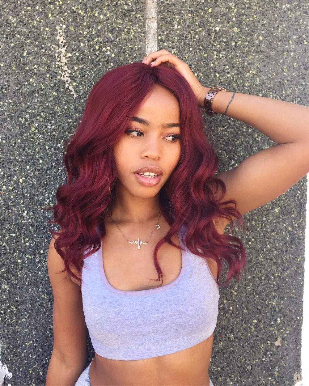 Trendsetting Cherry Maroon on Thick Hair