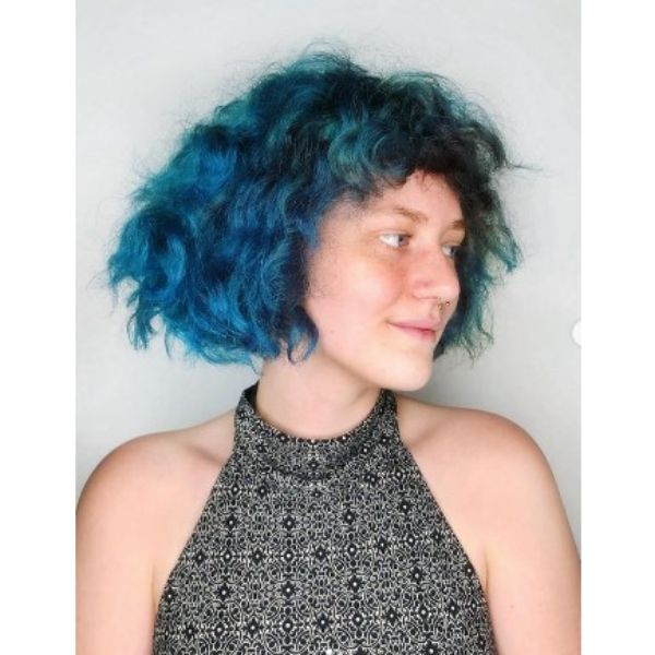 Triangular Shaped Bob With Green Blue Colors