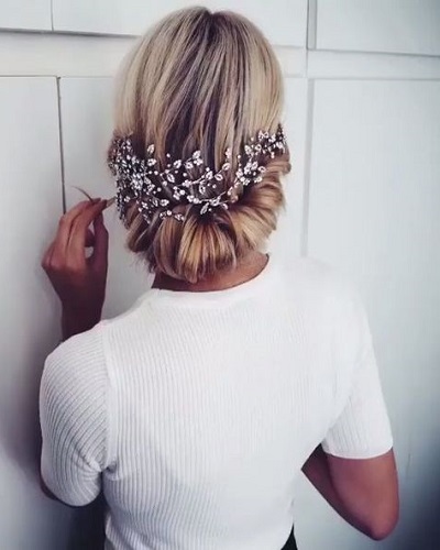 Tucked in Updo with Jewel Crown