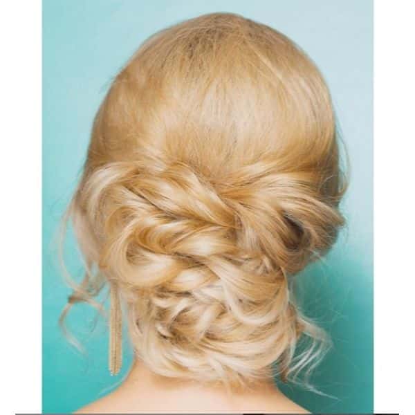 Twisted Low Bun Bridal Updo for Blonde Hair