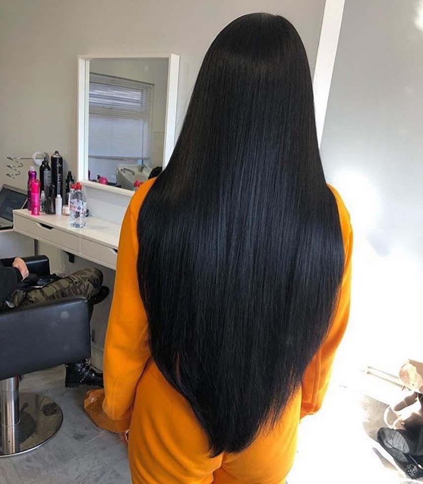 V-shape straight long hair