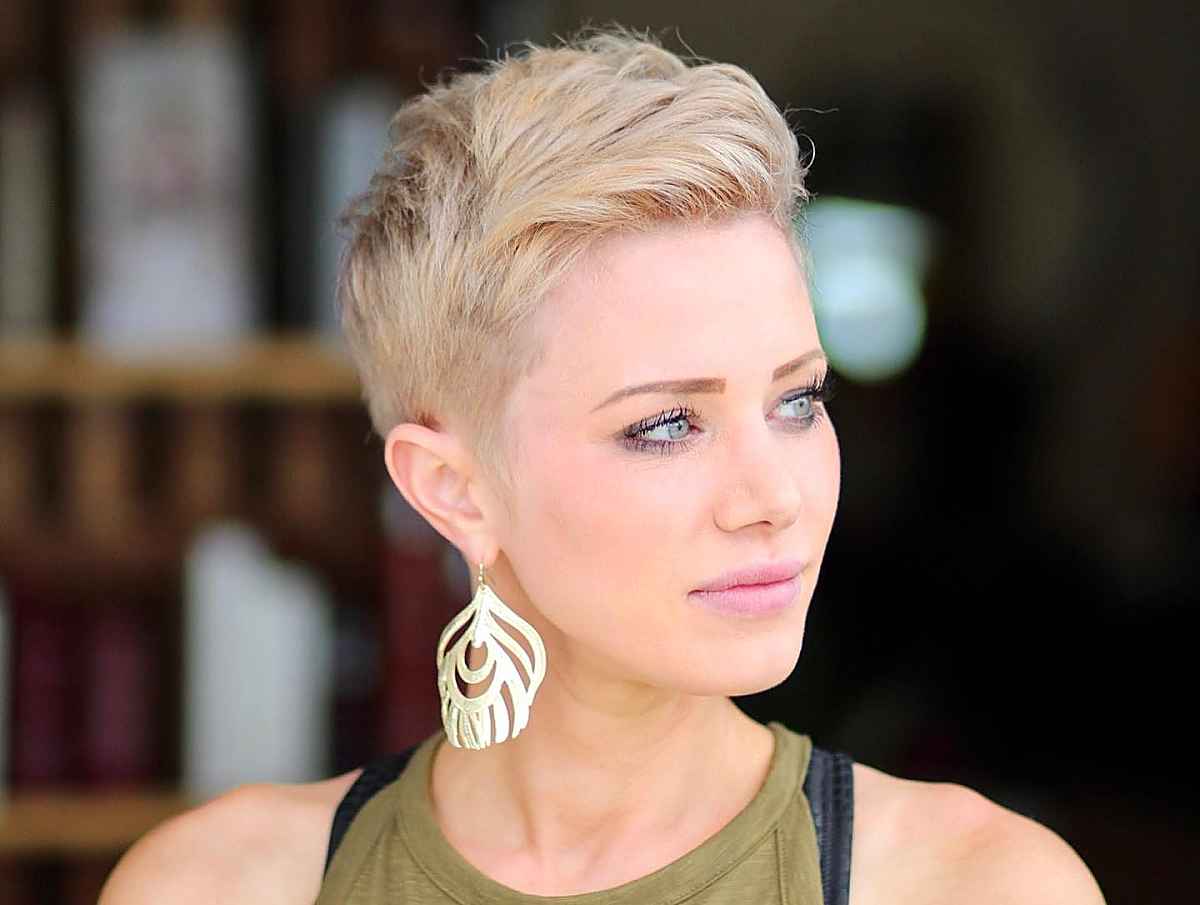 very short blonde pixie cut