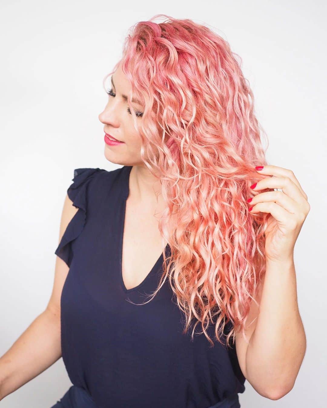 Vibrant Pink and Strawberry Blonde for Curly Hair