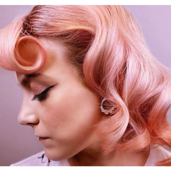 Vintage Curls for Peach Pink Medium Hair