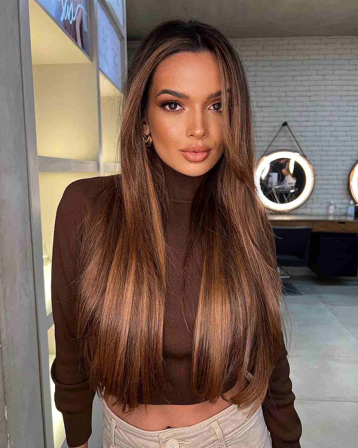 Waist-Length Straight Hair with Balayage