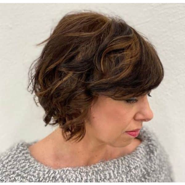 Warm Balayage Curly Bob Hair