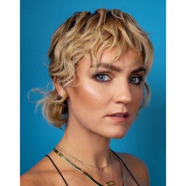 Wavy Blonde Cute Short Mullet Hairstyle cute hairstyles for short hair