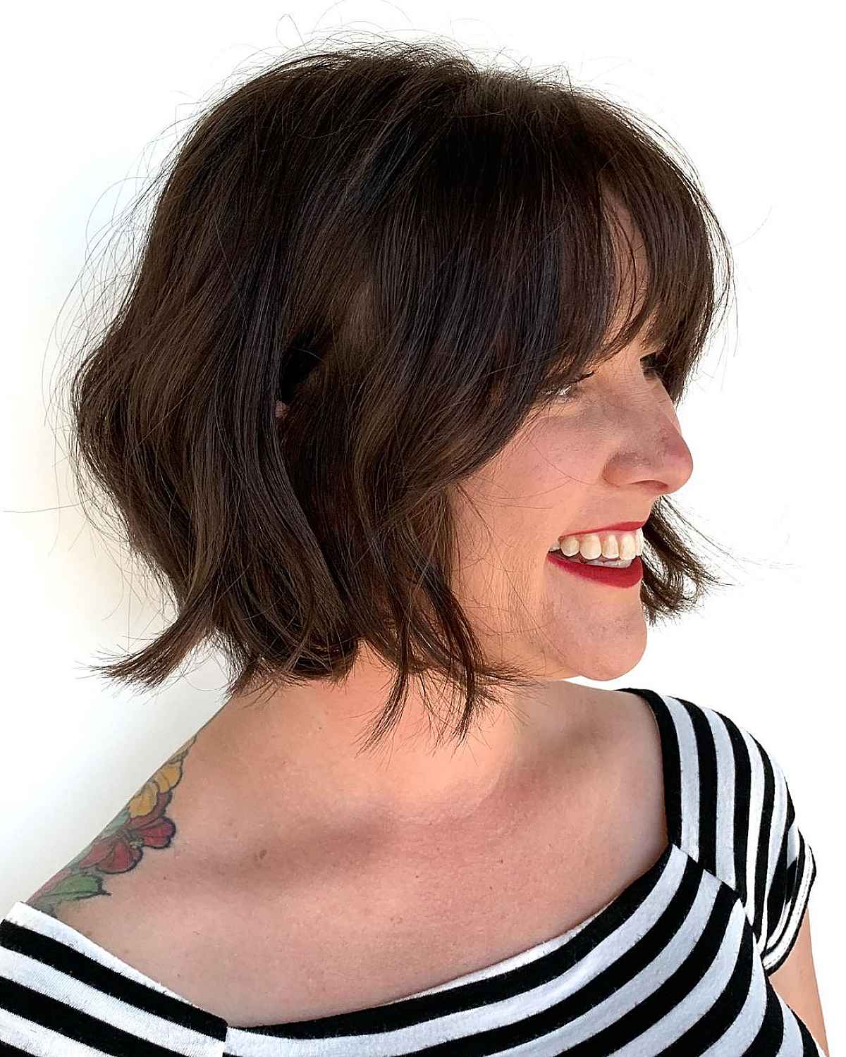Wavy bob with fringe