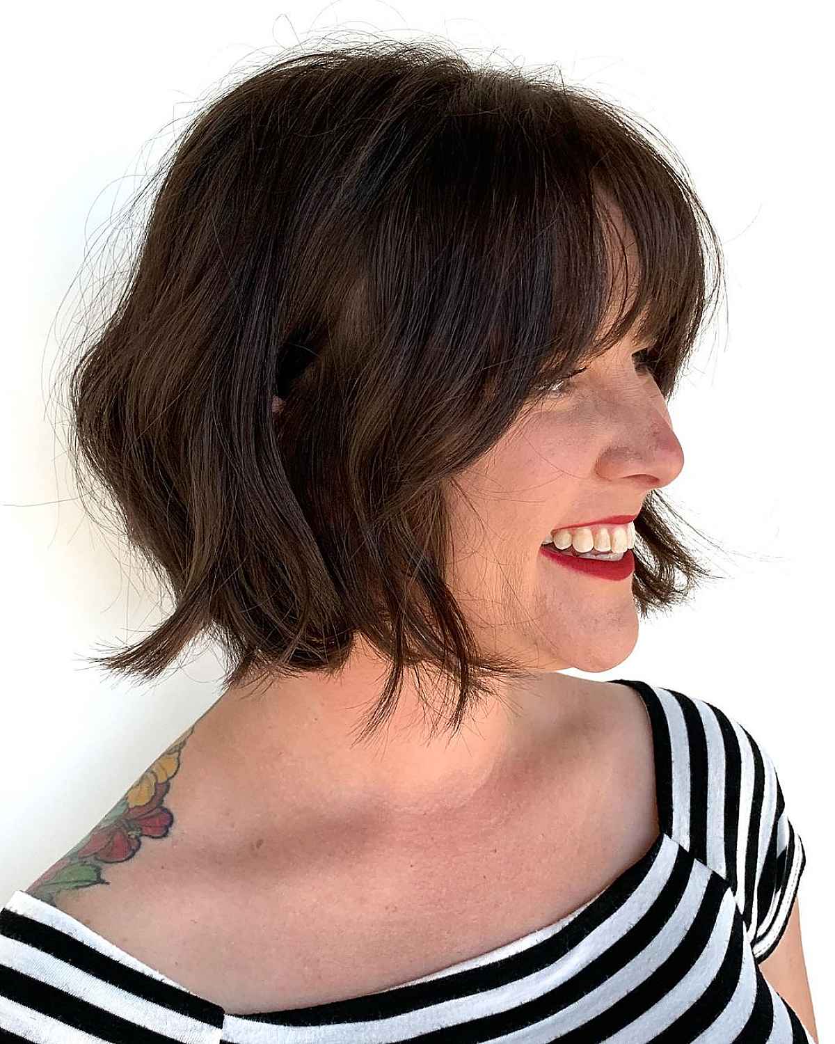 wavy bob with fringe