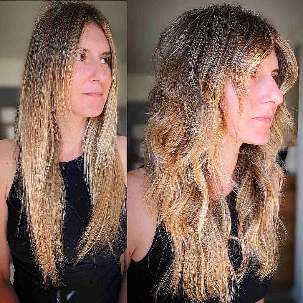 Wavy Shaggy Hair with Interior Layers on Long Hair