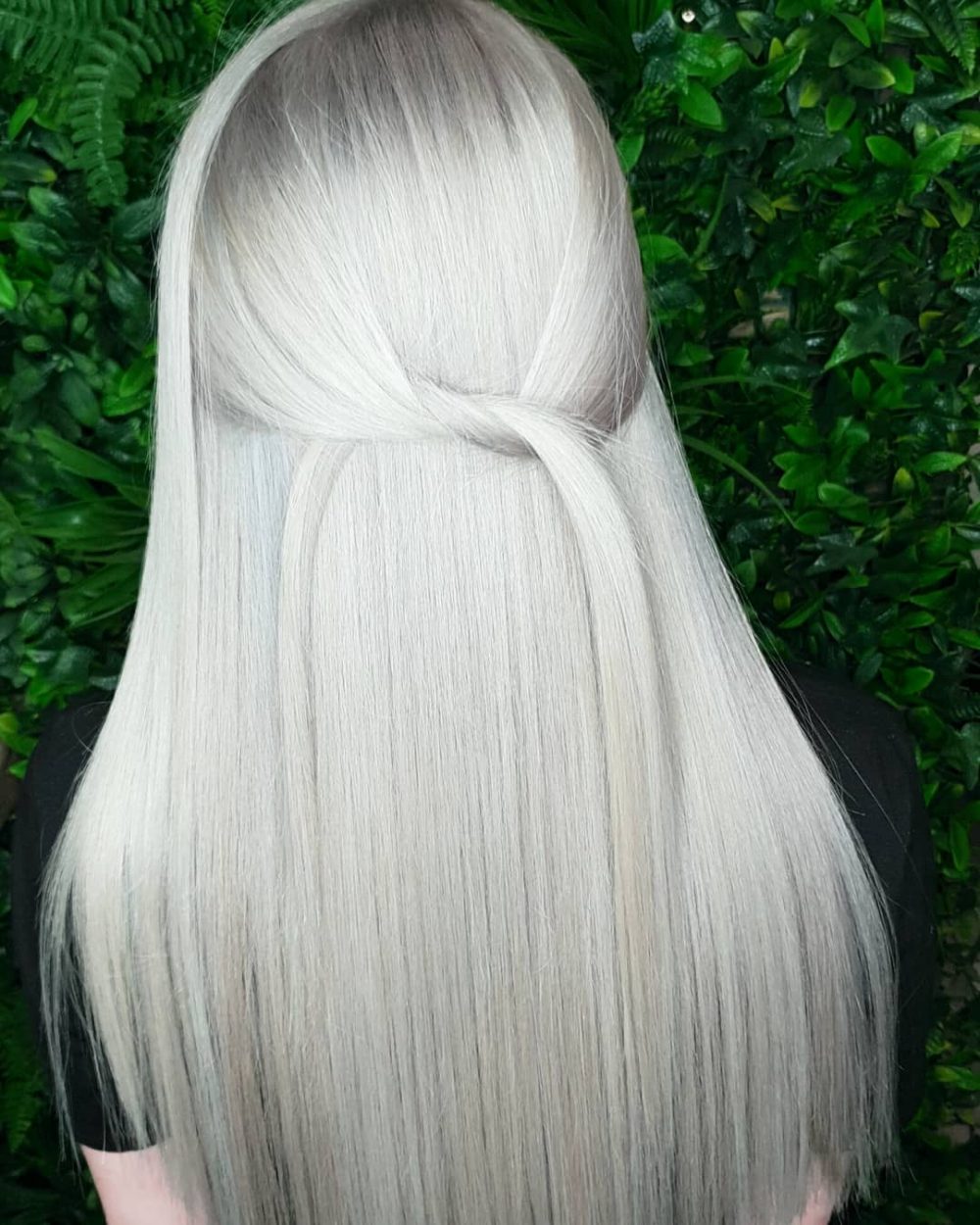 White Blonde Balayage on Long Straight Hair