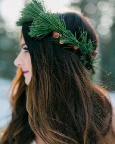 Winter Wreath Wedding Hairstyles for Long Hair