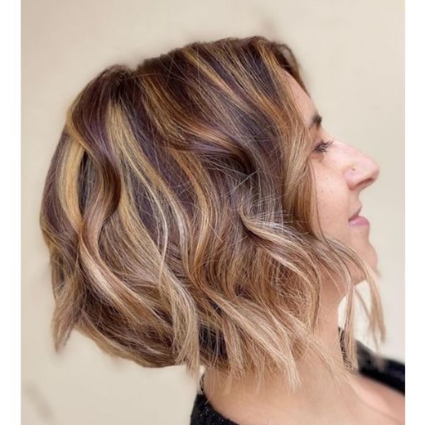 Wob Medium Haircut With Honey Colored Curls