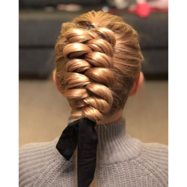 Wrap-around Dutch Ribbon Braided Hairstyles for Long Hair