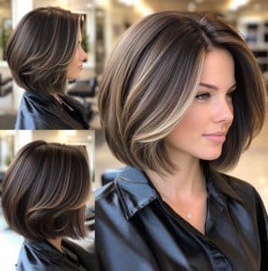 Espresso Beige Layered Bob Hair