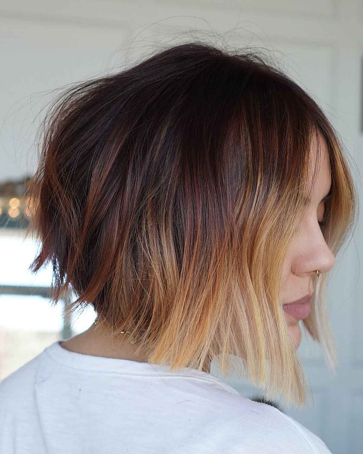 blunt bob with ombre for short hair