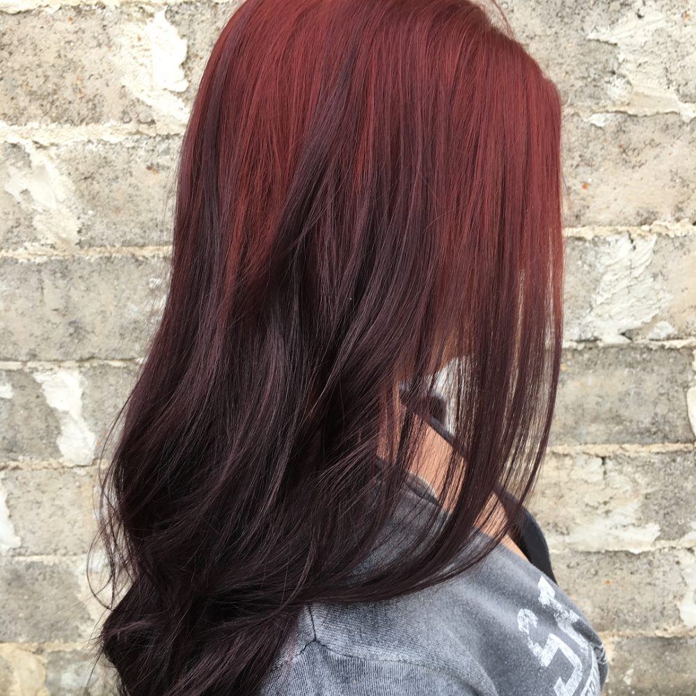 Burgundy Red to Red Wine Reverse Ombre