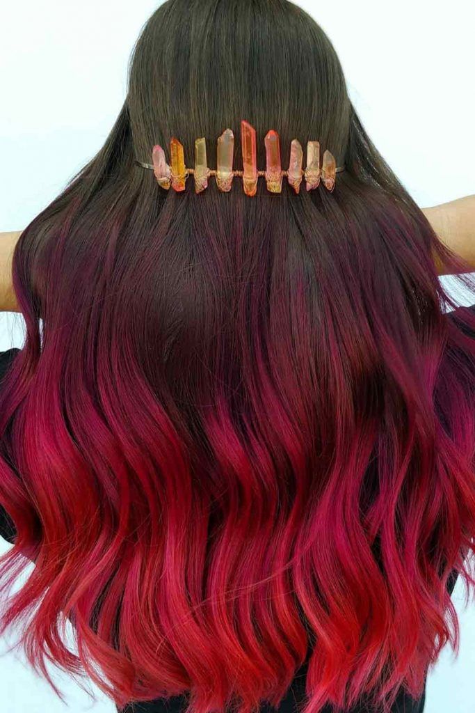 Burgundy to Bright Pink Ombre Hair