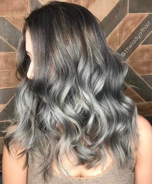 Dark roots to silver ombré