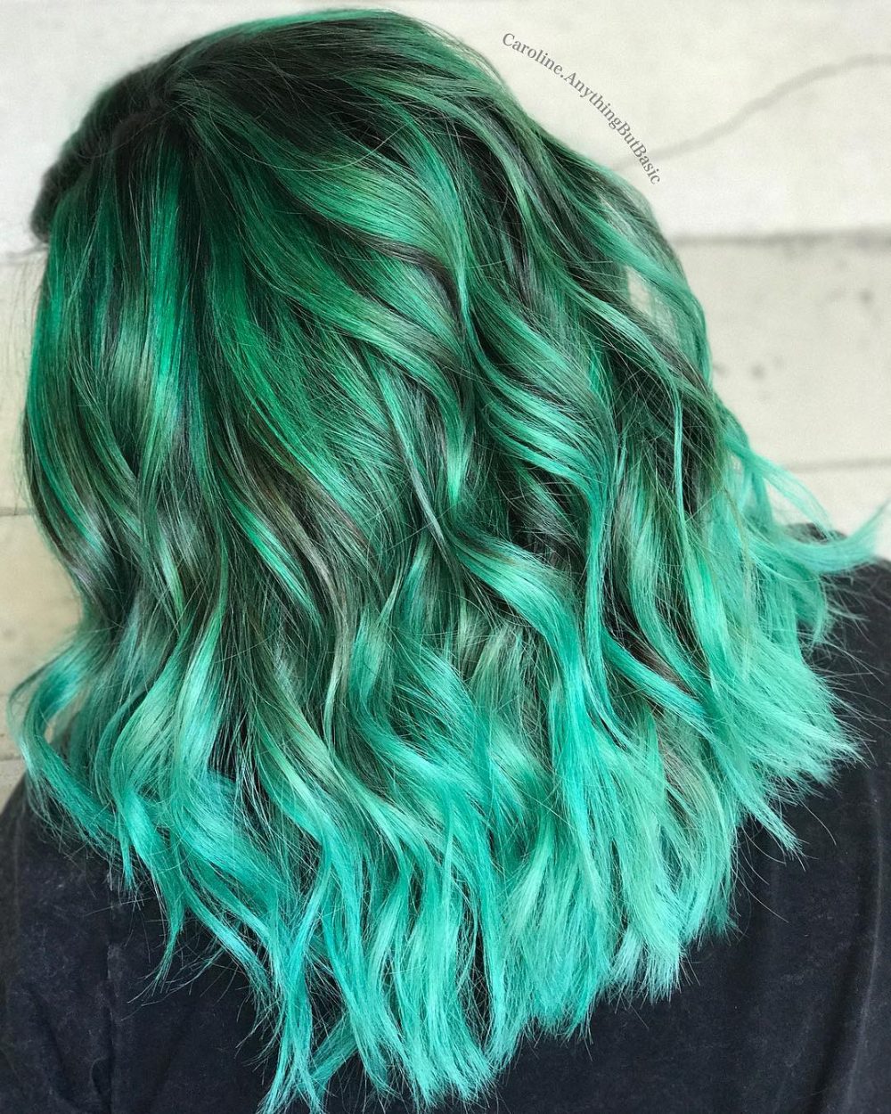 Fashionable Dark to Light Mint Green Ombre Hair