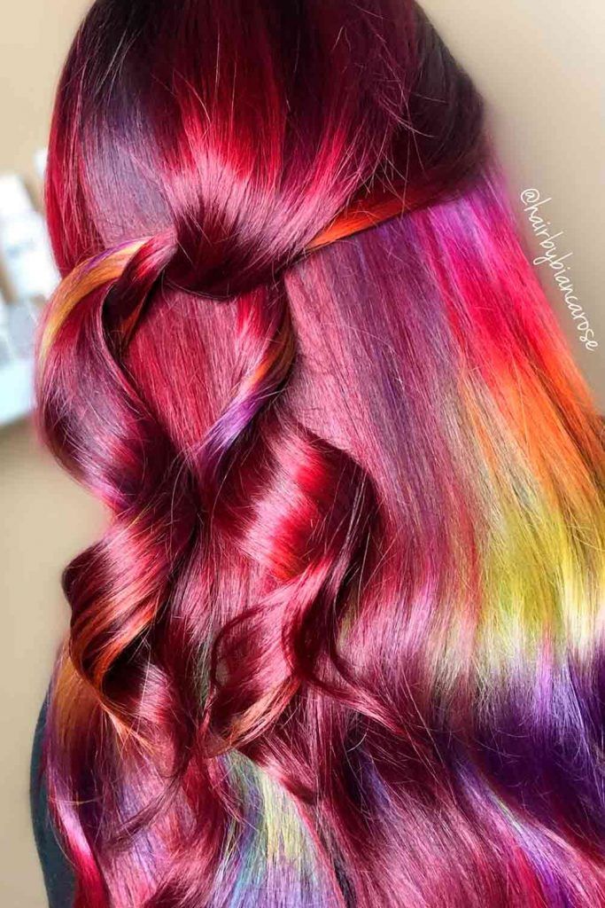 Multi-Faceted, red balayage ombre, red hair ombre, dark red ombre hair