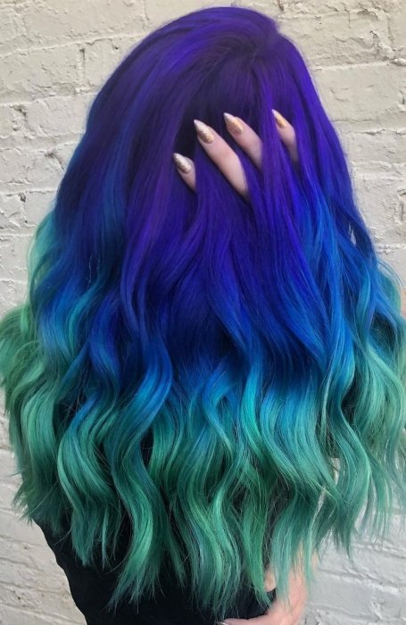 Ombre Green And Purple Hair
