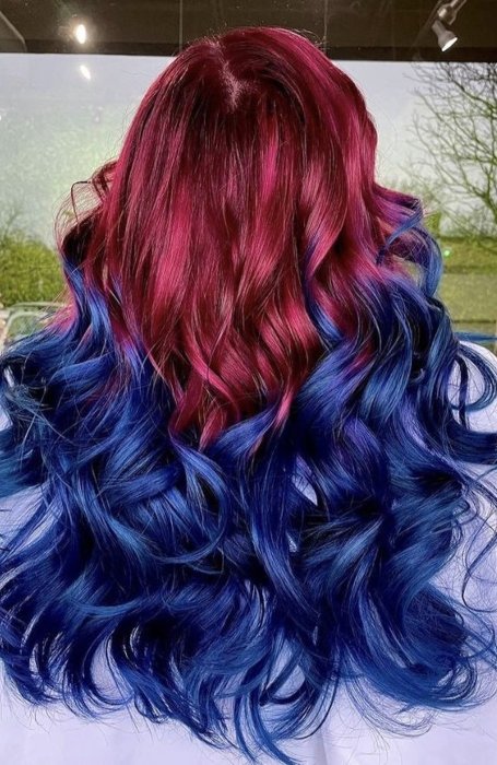 Red And Blue Ombre Hair