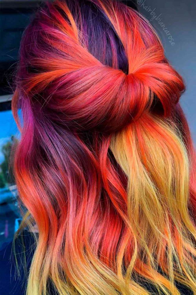 Sweetheart Red, red to blonde ombre, red and blonde ombre, red and blonde ombre hair, red blonde ombre hair